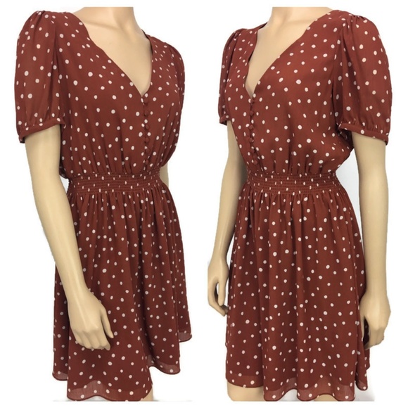 Madewell Dresses & Skirts - Madewell Rust Smocked-Waist Dress in Dots